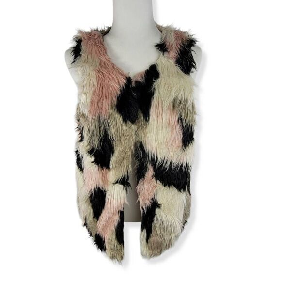 Say What sleeveless Faux Fur Vest Multi Colored  Large Juniors - Picture 1 of 5